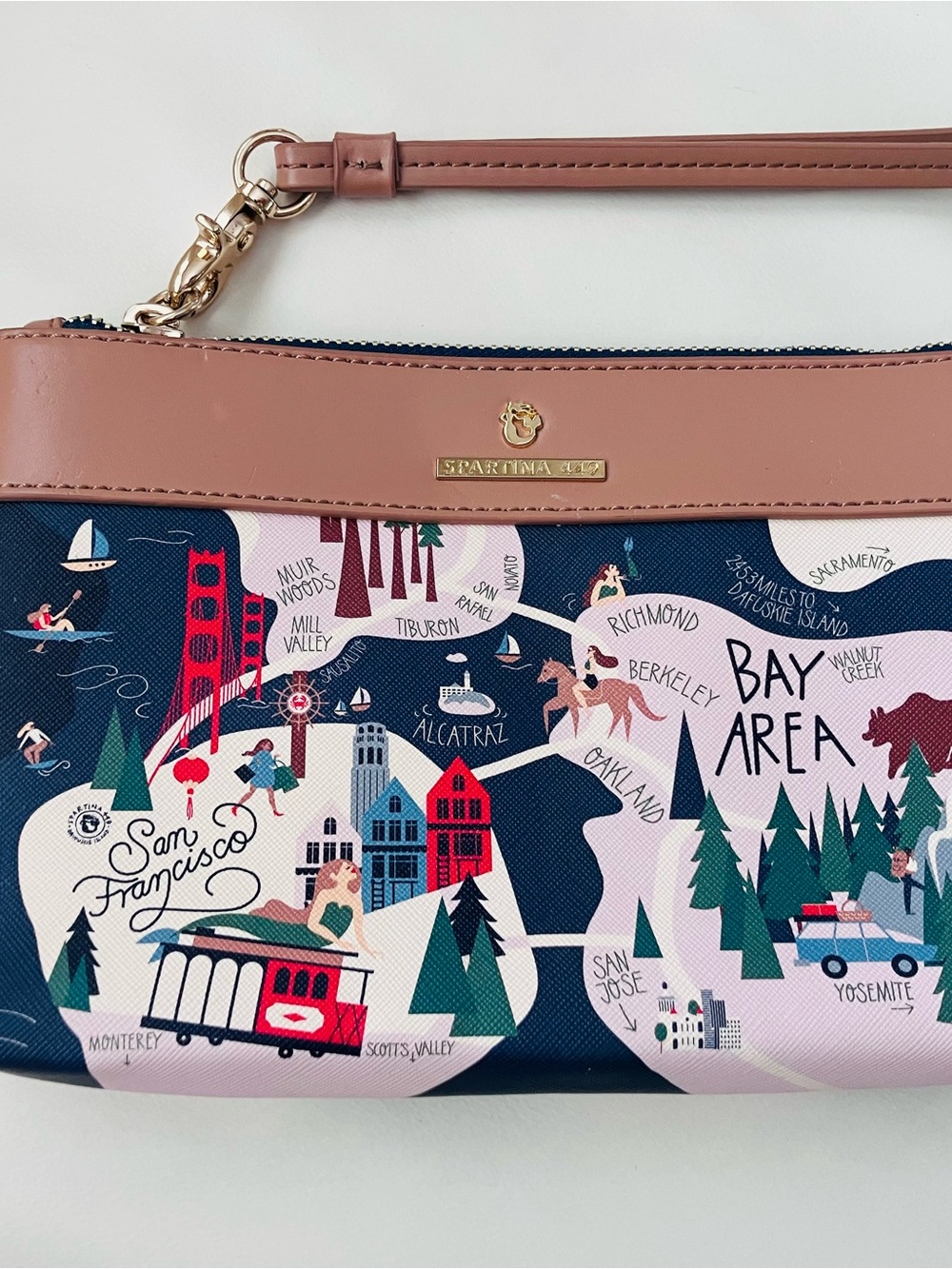 Spartina 449 Pink and Navy Bay Area Map Wristlet